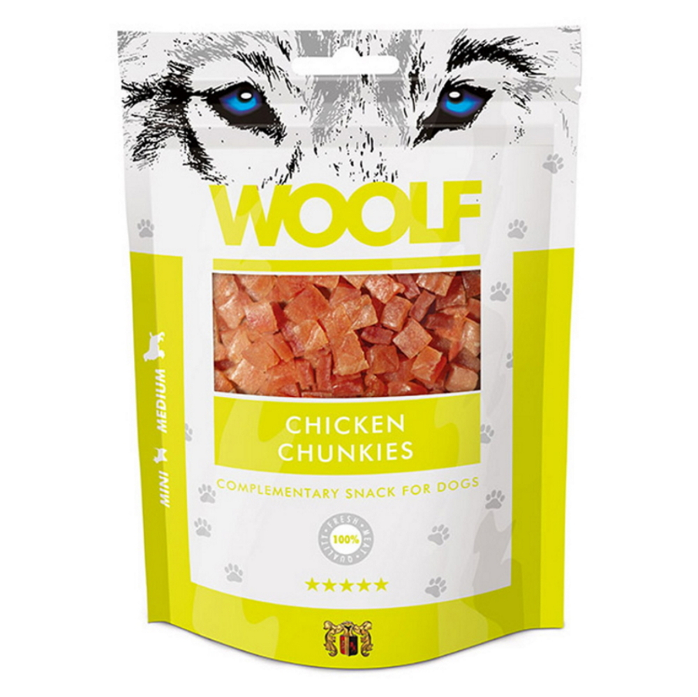 Levně WOOLF Chicken chunkies pochoutka pro psy 100 g