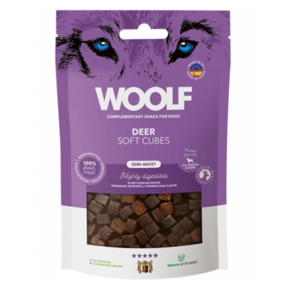 WOOLF Pamlsky pro psy soft cubes jelení 100 g