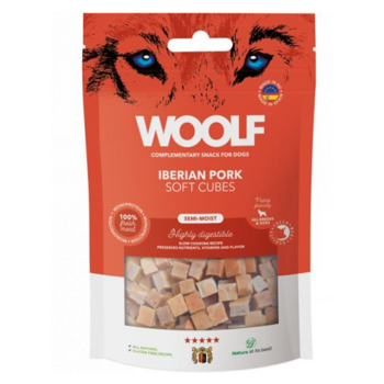 WOOLF Pamlsky pro psy soft cubes iberské vepřové 100 g (Sušené maso pro psy)