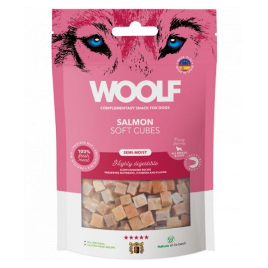 WOOLF Pamlsky pro psy soft cubes losos 100 g