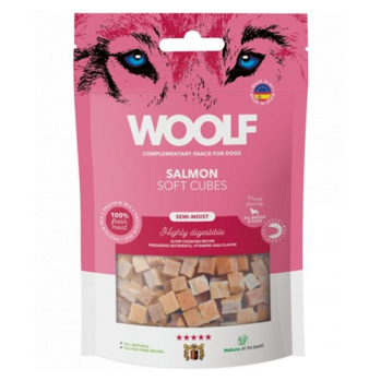 WOOLF Pamlsky pro psy soft cubes losos 100 g (Sušené maso pro psy)