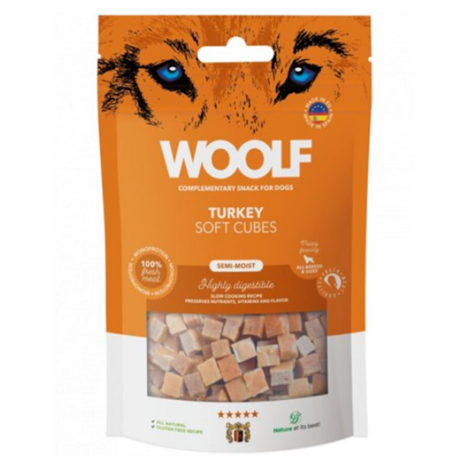 WOOLF Pamlsky pro psy soft cubes krůtí 100 g