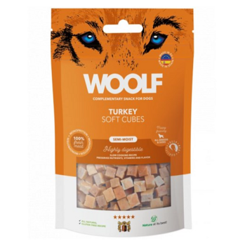 WOOLF Pamlsky pro psy soft cubes krůtí 100 g (Sušené maso pro psy)