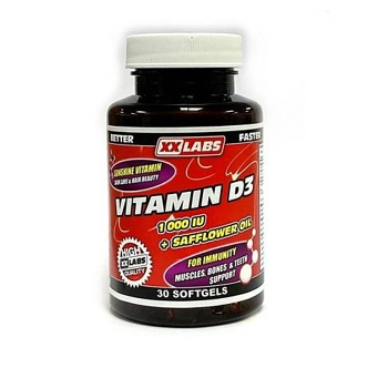 XXLABS Vitamin D3 1000 IU v oleji ze světlice barvířské 30 tobolek