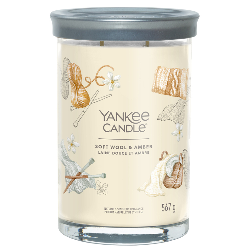 Levně YANKEE CANDLE Signature Tumbler velký Soft Wool & Amber 567 g