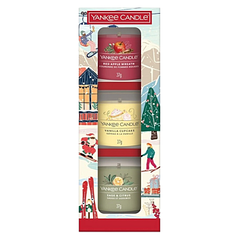 YANKEE CANDLE Dárková sada votivních svíček sklo holiday party  3x37g (Vonné svíčky) - Aromatické