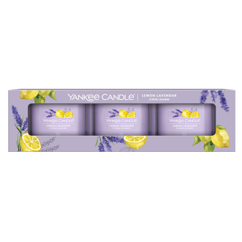YANKEE CANDLE Lemon Lavender Votiv ve skle sada 3 x 37 g (Vonné svíčky)