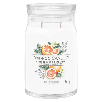 YANKEE CANDLE Signature Vonná svíčka velká 2 knoty White Spruce & Grapefruit 567 g (Vonné svíčky) - Aromatické