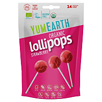 YUMEARTH Ovocná lízátka s příchutí jahody BIO 14 kusů