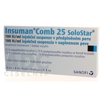 INSUMAN COMB 25  5X3ML/300UT SOLOSTAR Injekční suspenze