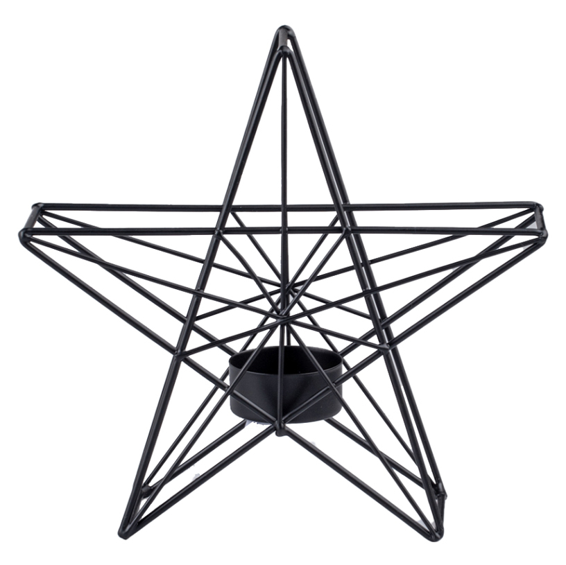 E-shop Z-TRADE Kovový svícen 190 x 60 x 190 mm hvězda na čajovou svíčku černá