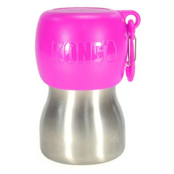 E-shop KONG Stainless Steel H2O Cestovní láhev pro psy růžová 280 ml