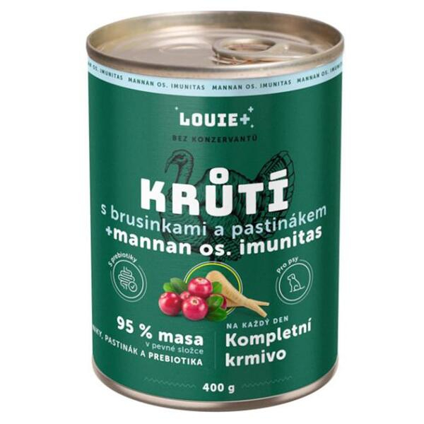 LOUIE Krůtí, brusinky a prebiotika konzerva pro psy 400 g