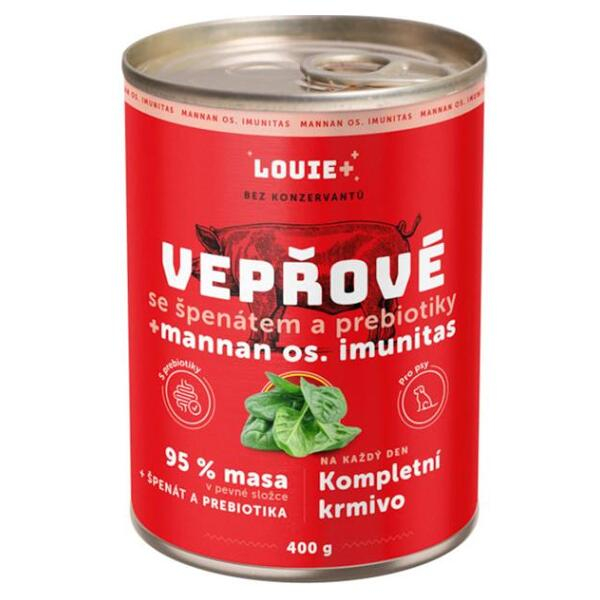 LOUIE Vepřové, špenát a prebiotika konzerva pro psy 400 g