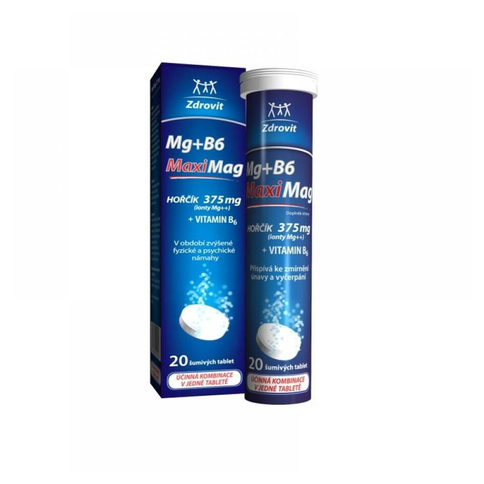 Levně ZDROVIT MaxiMag hořčík 375 mg + vitamín B6 20 šumivých tablet