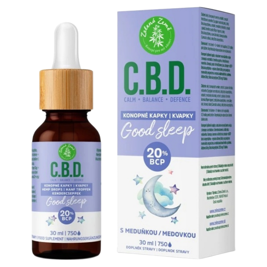 ZELENÁ ZEMĚ C.B.D. Konopné kapky s BCP Good sleep 30 ml