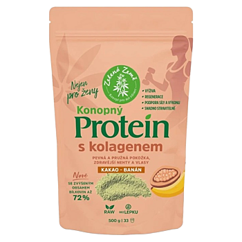 ZELENÁ ZEMĚ Konopný protein s kolagenem 500 g (Proteiny bez laktózy)
