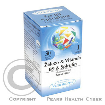 Železo+Vitamín B9+Spirulin gel.cps.30