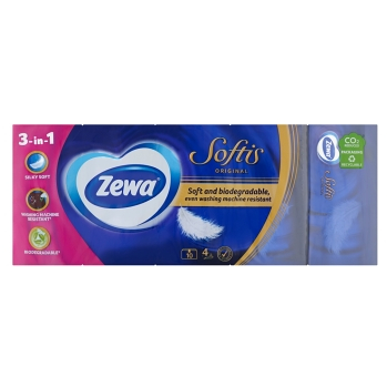 ZEWA Softis Papírové kapesníky 4- vrstvé 10 x 9 kusů (Papírové kapesníčky)