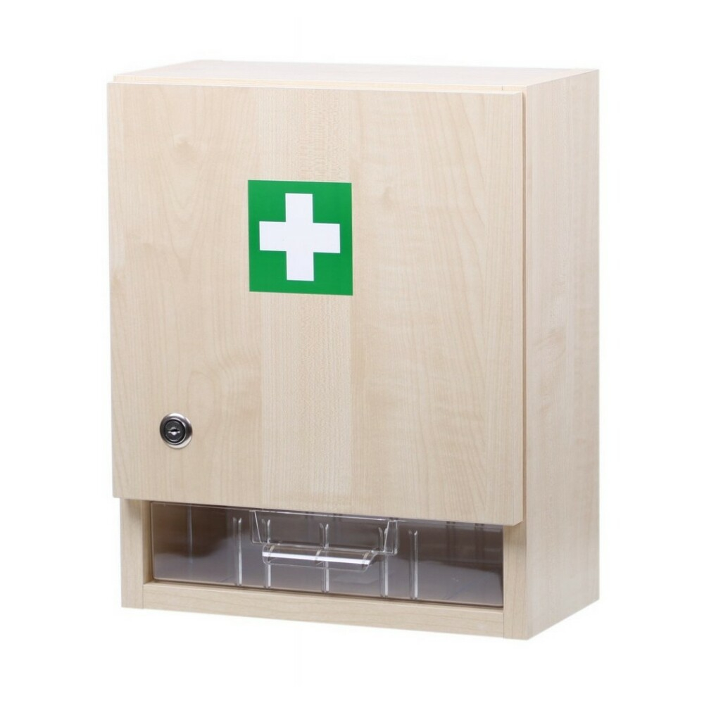 E-shop ZM10 LÉKÁRNIČKA Nástěnná dřevěná s náplní zdravotnického materiálu do10 osob