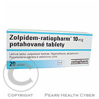 ZOLPIDEM-RATIOPHARM 10 MG  20X10MG Potahované tablety