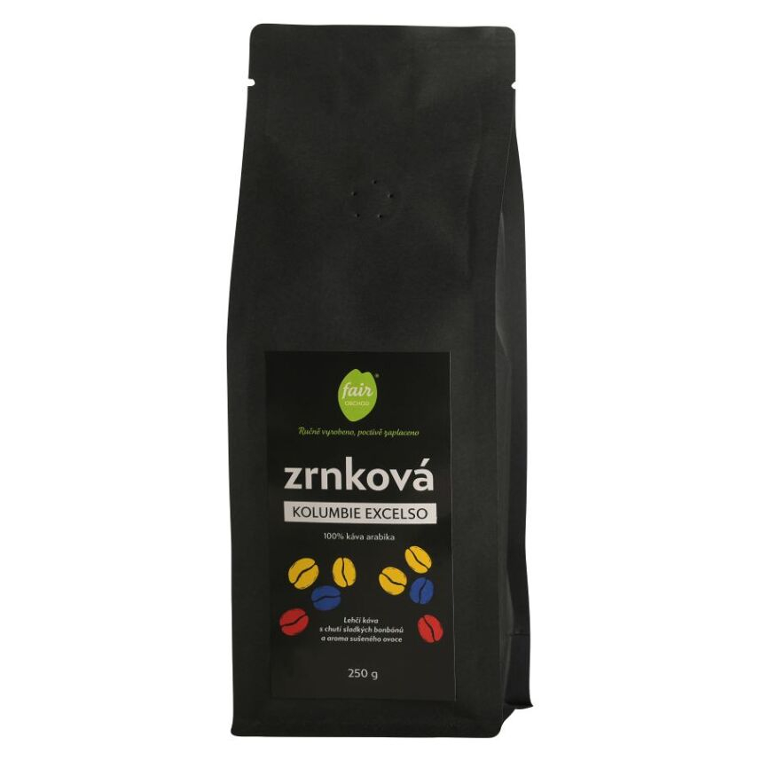 FAIROBCHOD Kolumbie excelso zrnková káva 250 g
